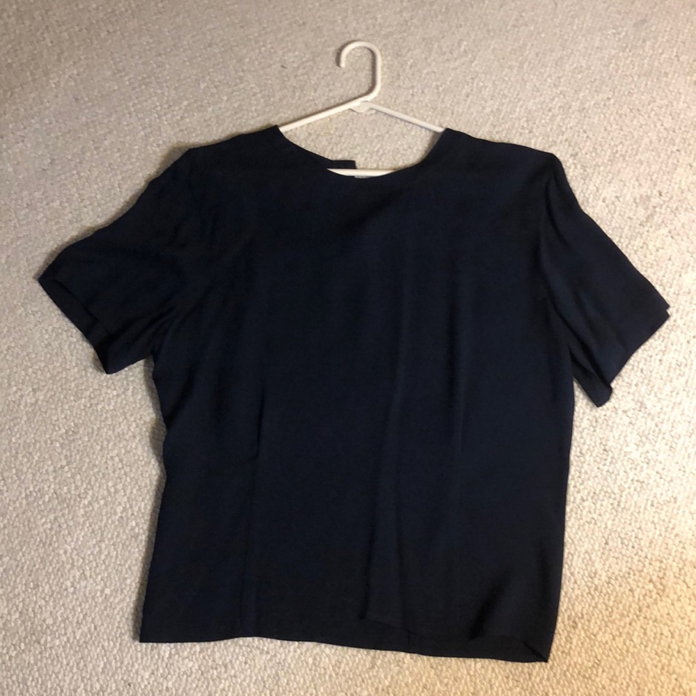 Jones New York Navy Short Sleeve Blouse